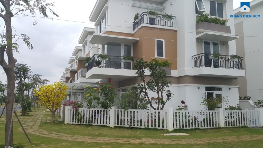 Bên ngoài mẫu nhà đã xây dựng tại Giai đoạn 1 & 2 dự án Lovera Park - Khang Điền HCM