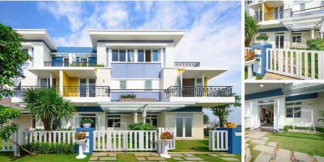 Chủ đầu tư bàn giao nhà hoàn thiện bên ngoài nên mọi thứ đều được đầu tư khá kỹ. Lối đi được lót đá xen lẫn những thảm cỏ xanh, hàng rào trắng phong cách châu Âu sang trọng và bình yên.
