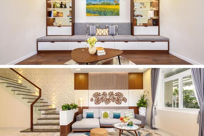 Không gian phòng khách và phòng bếp được gia đình tôi đầu tư chăm chút rất kỹ vì đây là nơi sum họp của cả gia đình. Không gian 2 phòng thông nhau, nên khi làm tiệc mời bạn bè cũng rất thoải mái vì có thể “ăn gian”