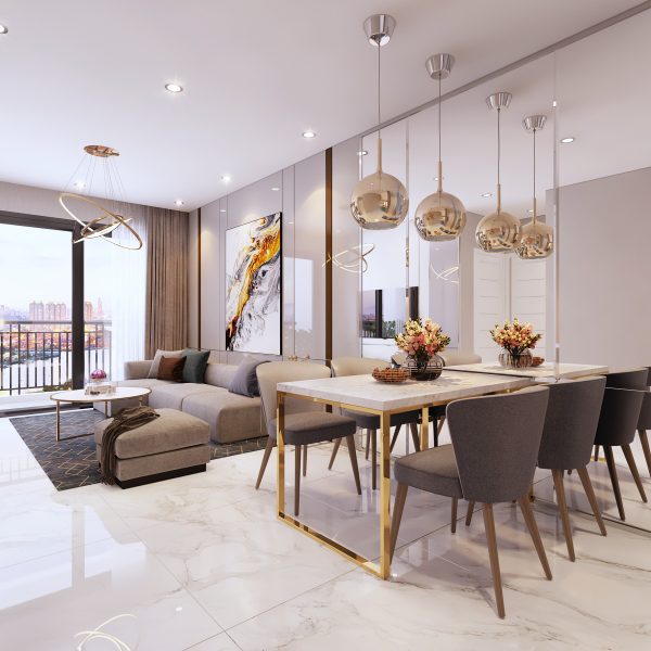 Không gian Phòng Khách được thiết kế để đón gió và ánh sáng tự nhiên mang lại cho khách hàng sự thoải mái - Khang Điền HCM