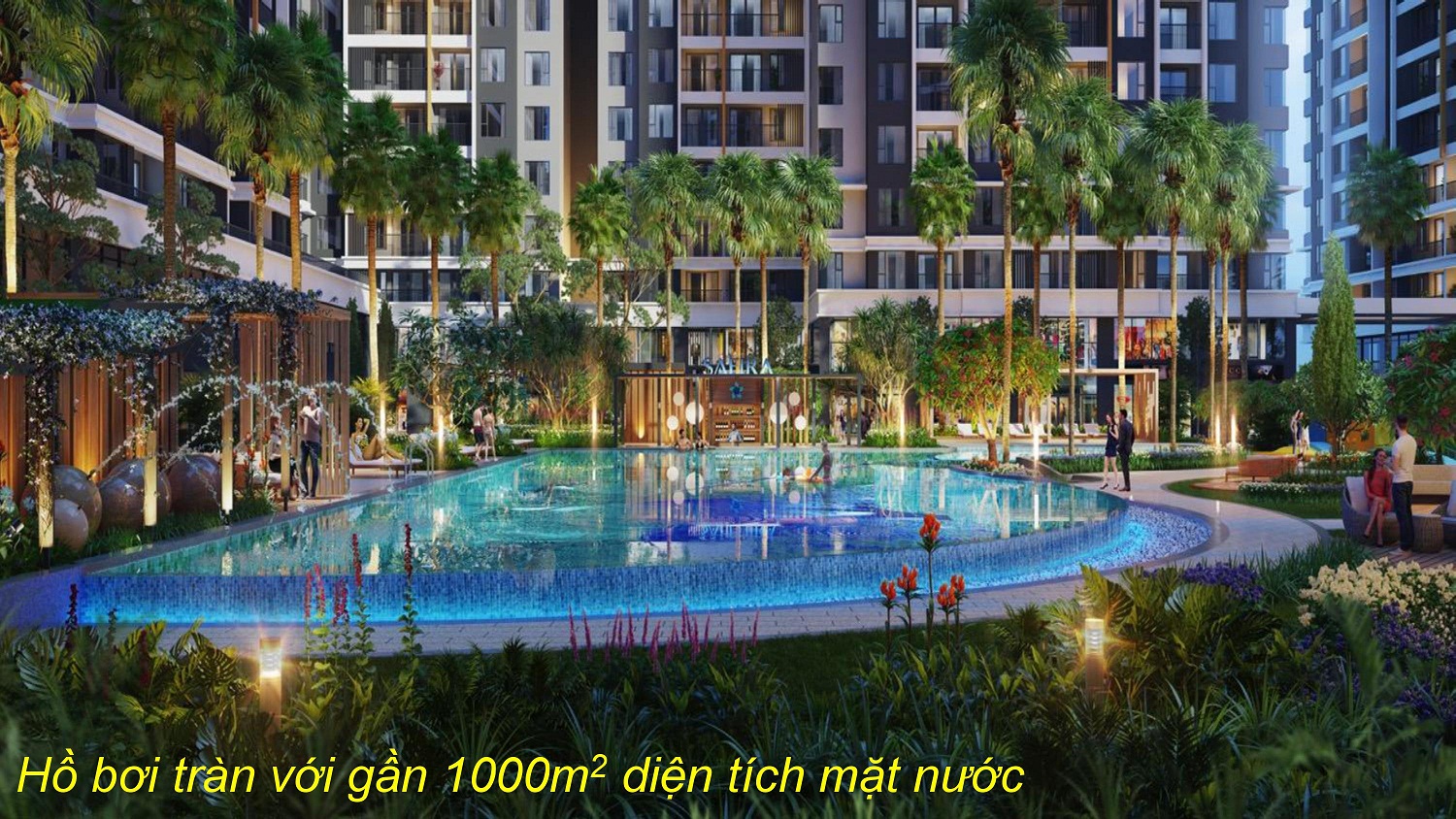 Phối cảnh hồ bơi phục vụ cư dân tại dự án Safira Khang Điền Quận 9 - Khang Điền HCM