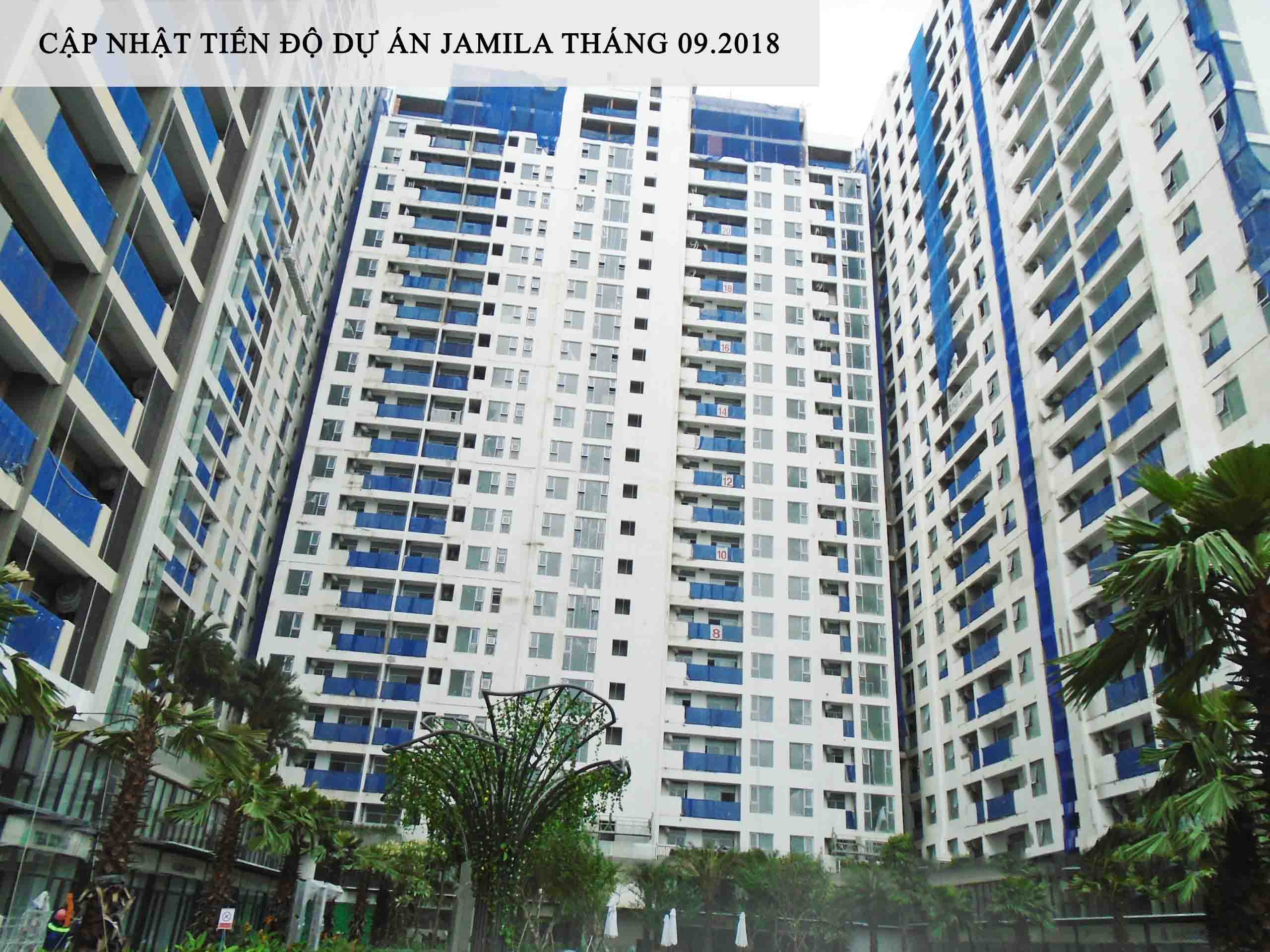 Hình chụp Block B hướng Tây Bắc nhìn từ Clubhouse đã hoàn thiện phần bên ngoài - Khang Điền HCM