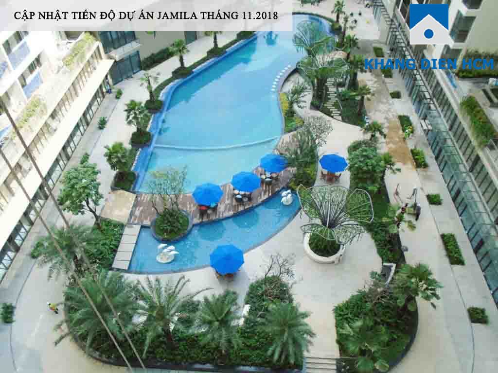 Hồ bơi phục vụ cư dân dự án Jamila nhìn từ trên cao - Khang Điền HCM