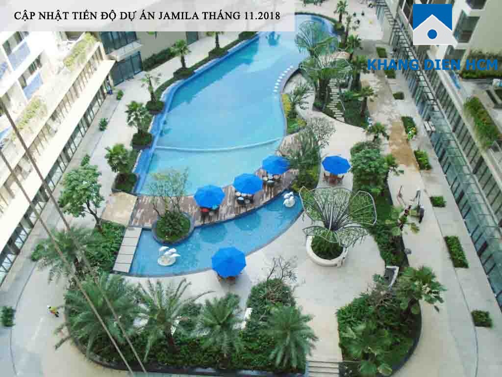 Hồ bơi phục vụ cư dân dự án Jamila nhìn từ trên cao - Khang Điền HCM