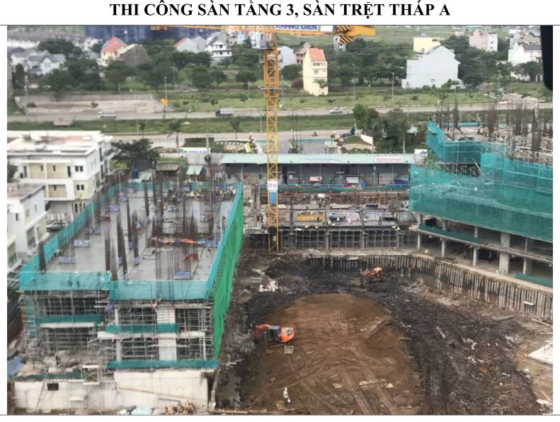 Đang thi công sàn tầng Trệt và sàn tầng 3 Block A của dự án Safira - Khang Điền HCM