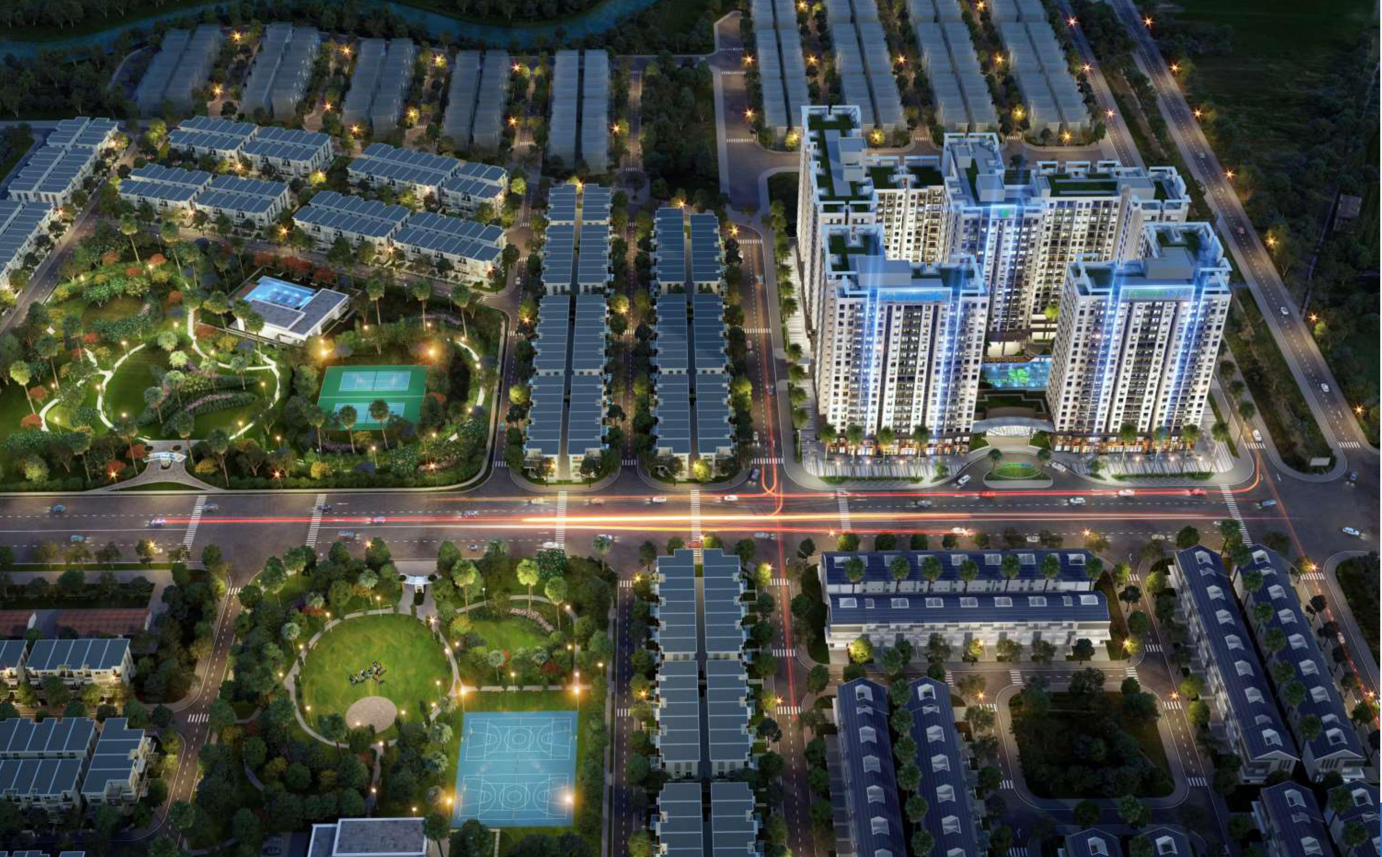 Phối cảnh về đêm của dự án Lovera Vista Khang Điền Bình Chánh - Khang Điền HCM