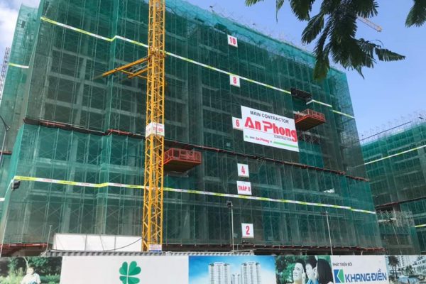 Block B đang tiến hành lắp đặt cốt thép cột vách tầng 11-12 Zone 1 - Khang Điền HCM