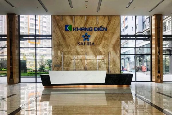 Sảnh chính căn hộ Safira được thiết kế và thi công bằng đá Marble sang trọng và tinh tế - Khang Điền HCM
