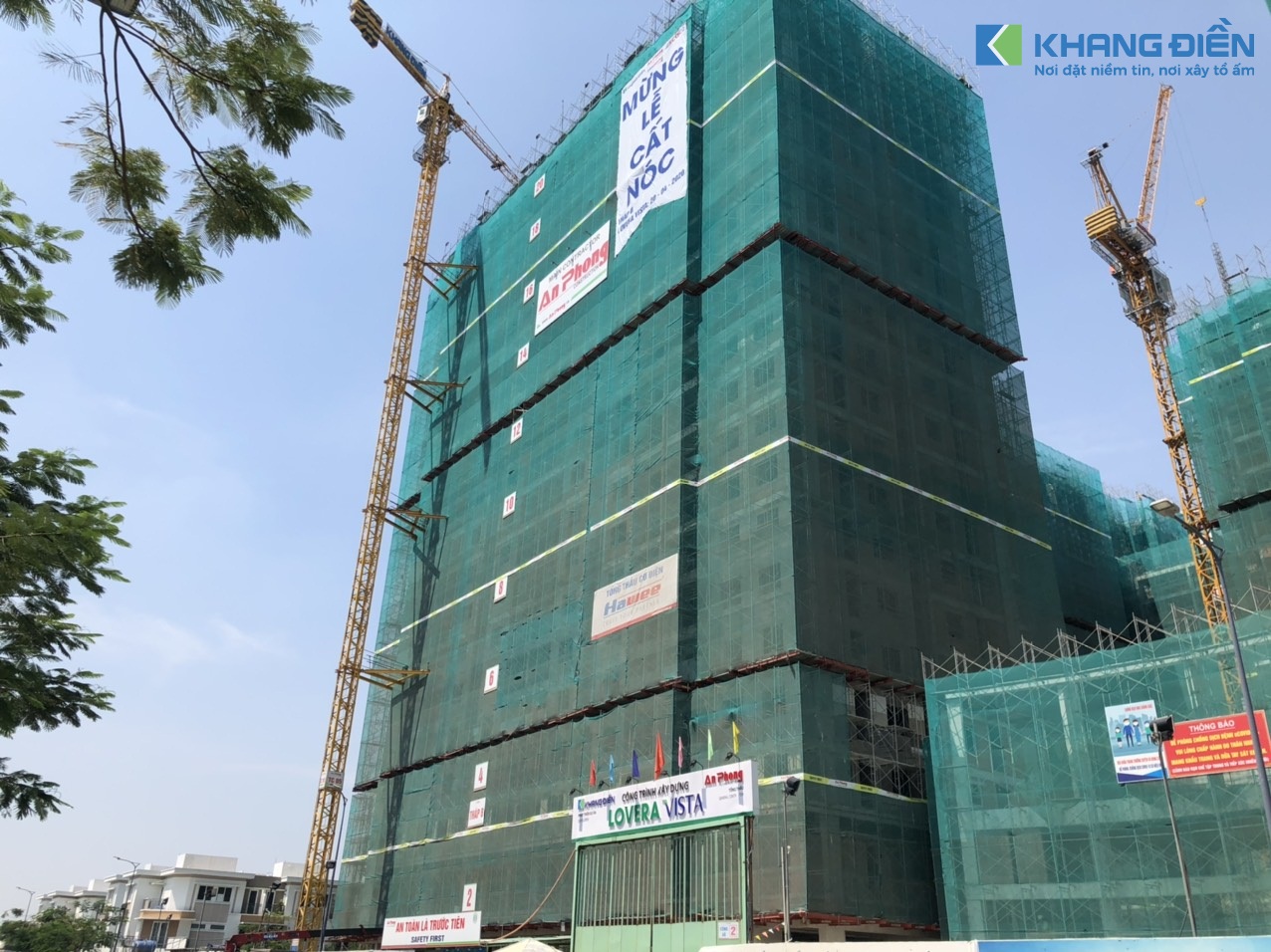 Tổng thầu An Phong cùng các đơn vị liên quan đang tiến hành cất nóc Block B - Khang Điền HCM