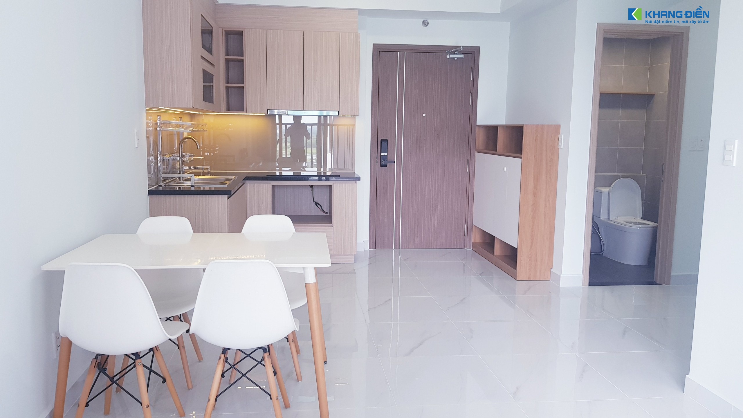 Nội thất bố trí đơn giản tại căn 52m2 thiết kế 1+ 1PN/1WC tại Lovera Vista - Khang Điền HCM