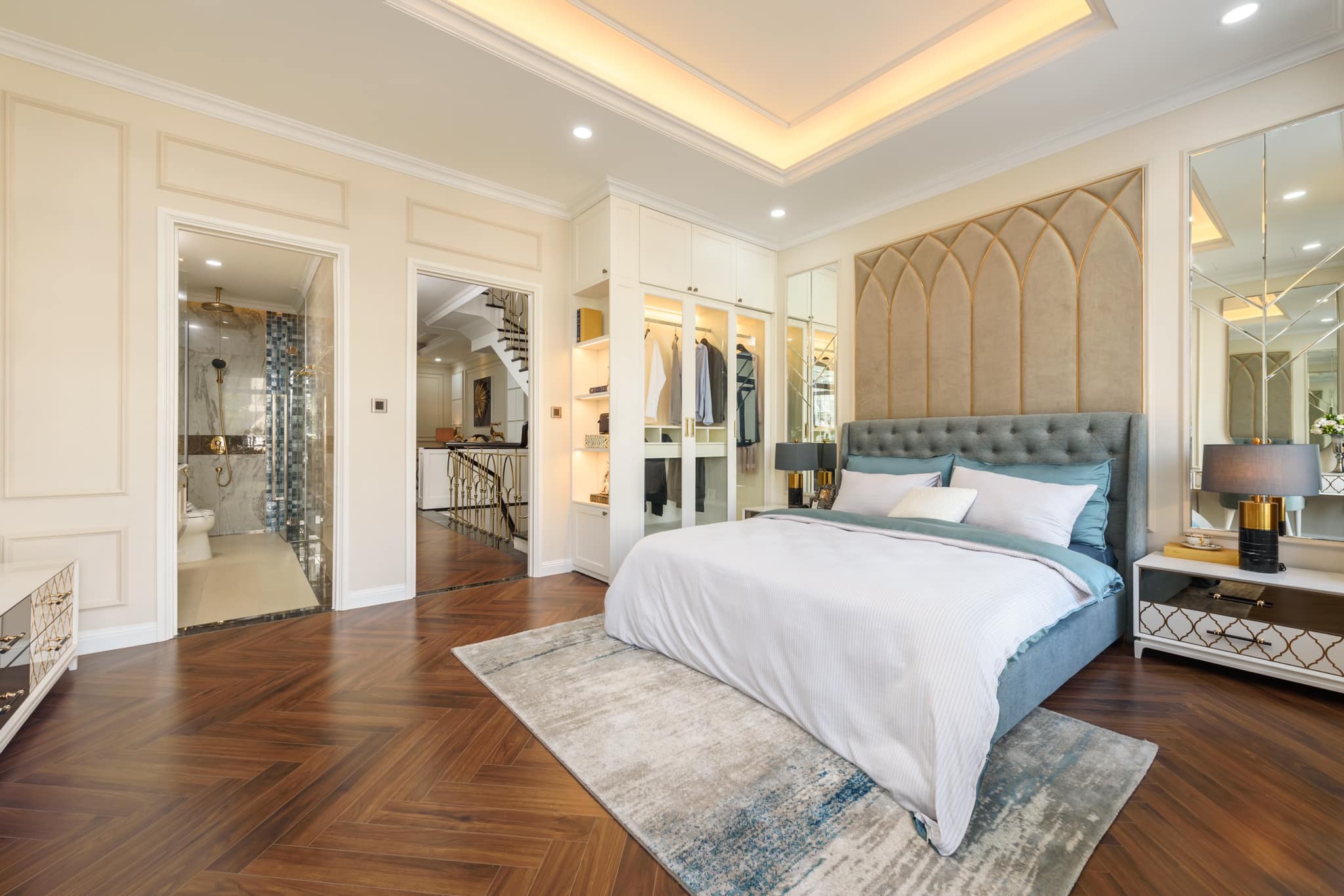 Phòng Ngủ Master được Gia chủ lựa chon gam màu sáng và được hoàn thiện rất bài bản - Khang Điền HCM